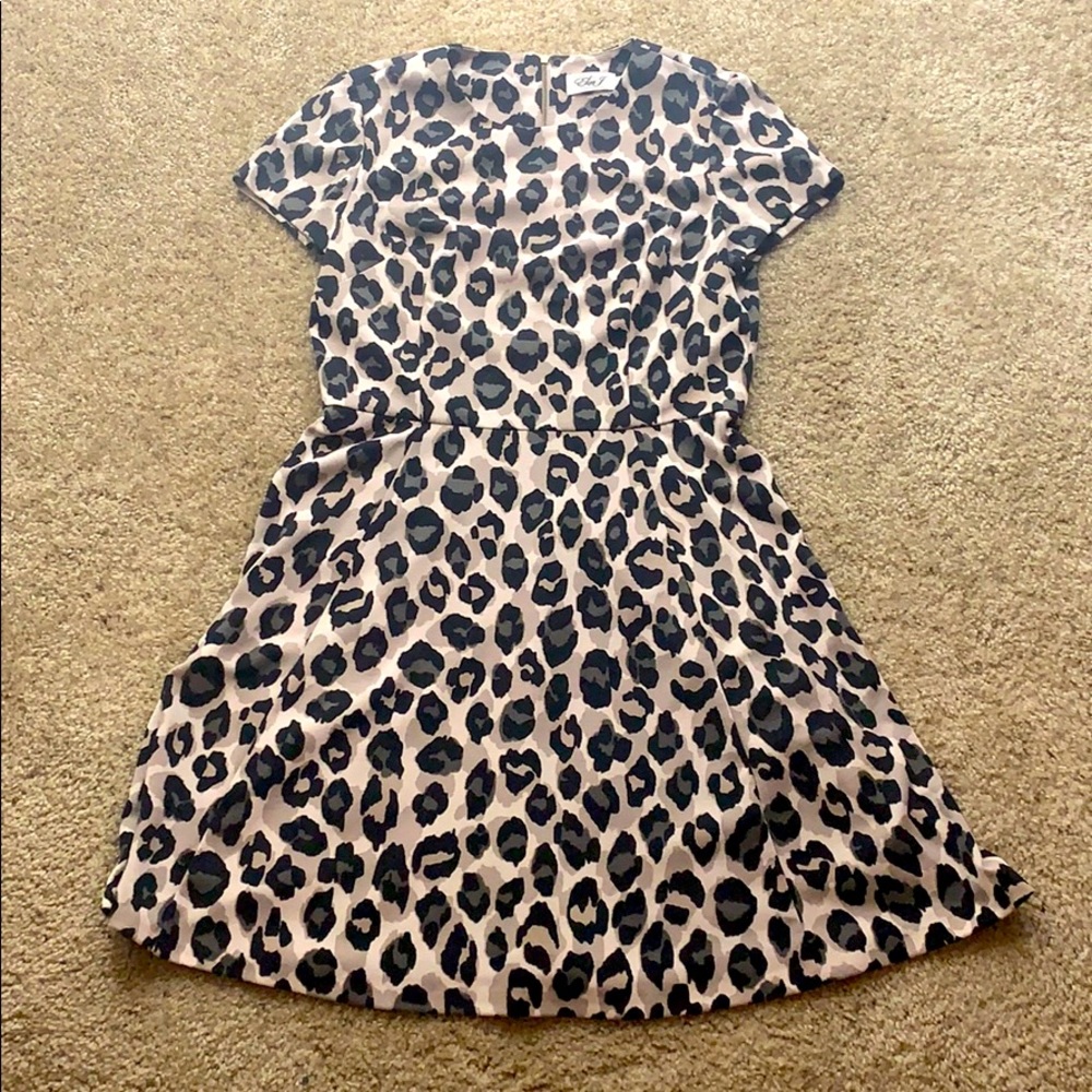Short Sleeve A-Line Leopard Print Dress